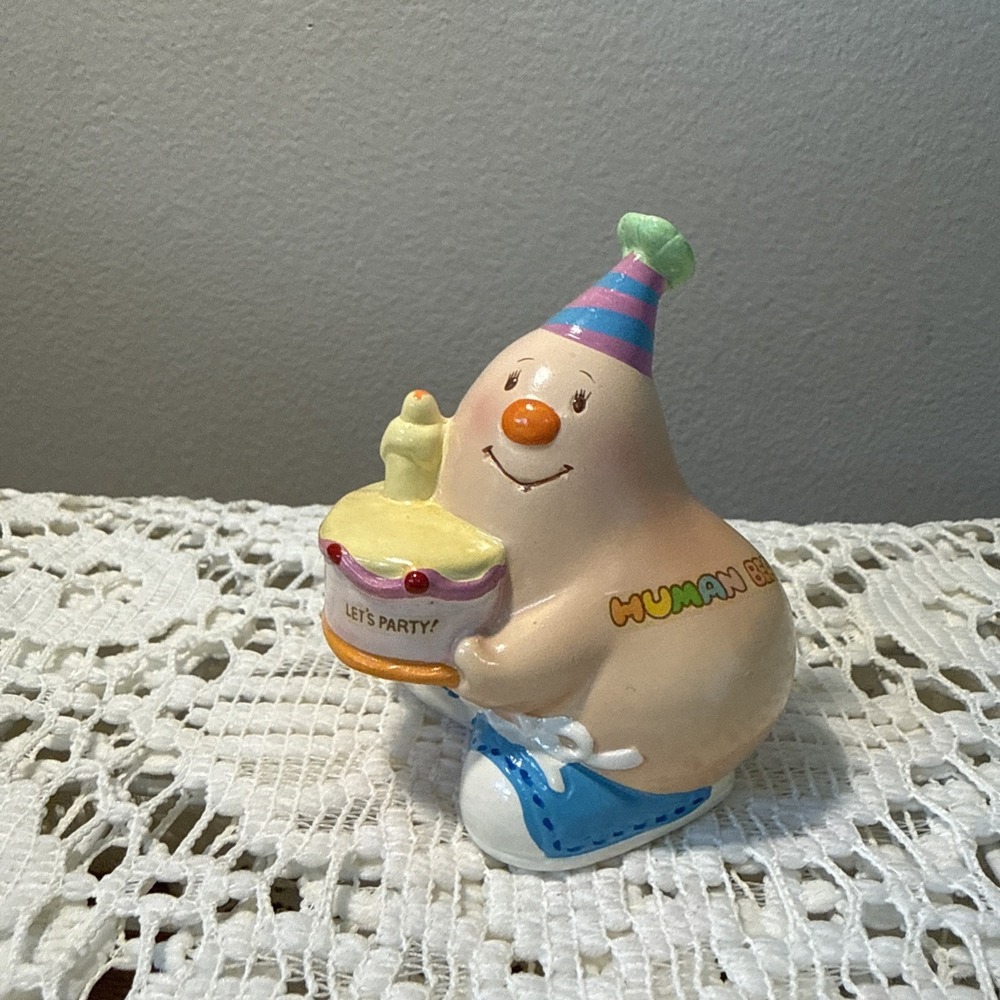 Vintage 1981 Enesco Happy Birthday Human Bean Let's Party
